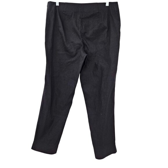 Lafayette 148 Stanton Linen Pants Black Women’s Size 12 Straight Leg Minimalist - Picture 2 of 12